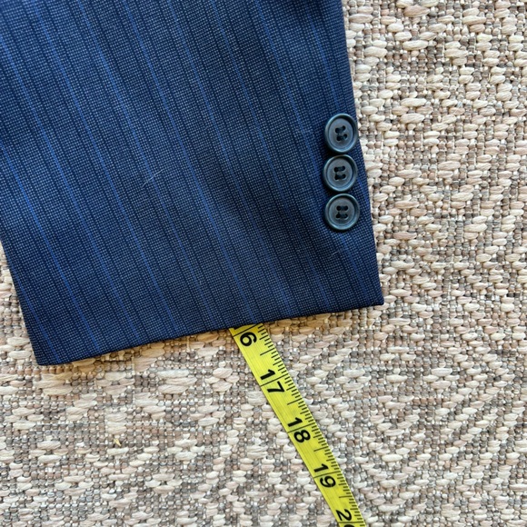 Yves Saint Laurent Vintage YSL Navy Blue Striped Wool Blazer Mens Sport Coat - Picture 4 of 7